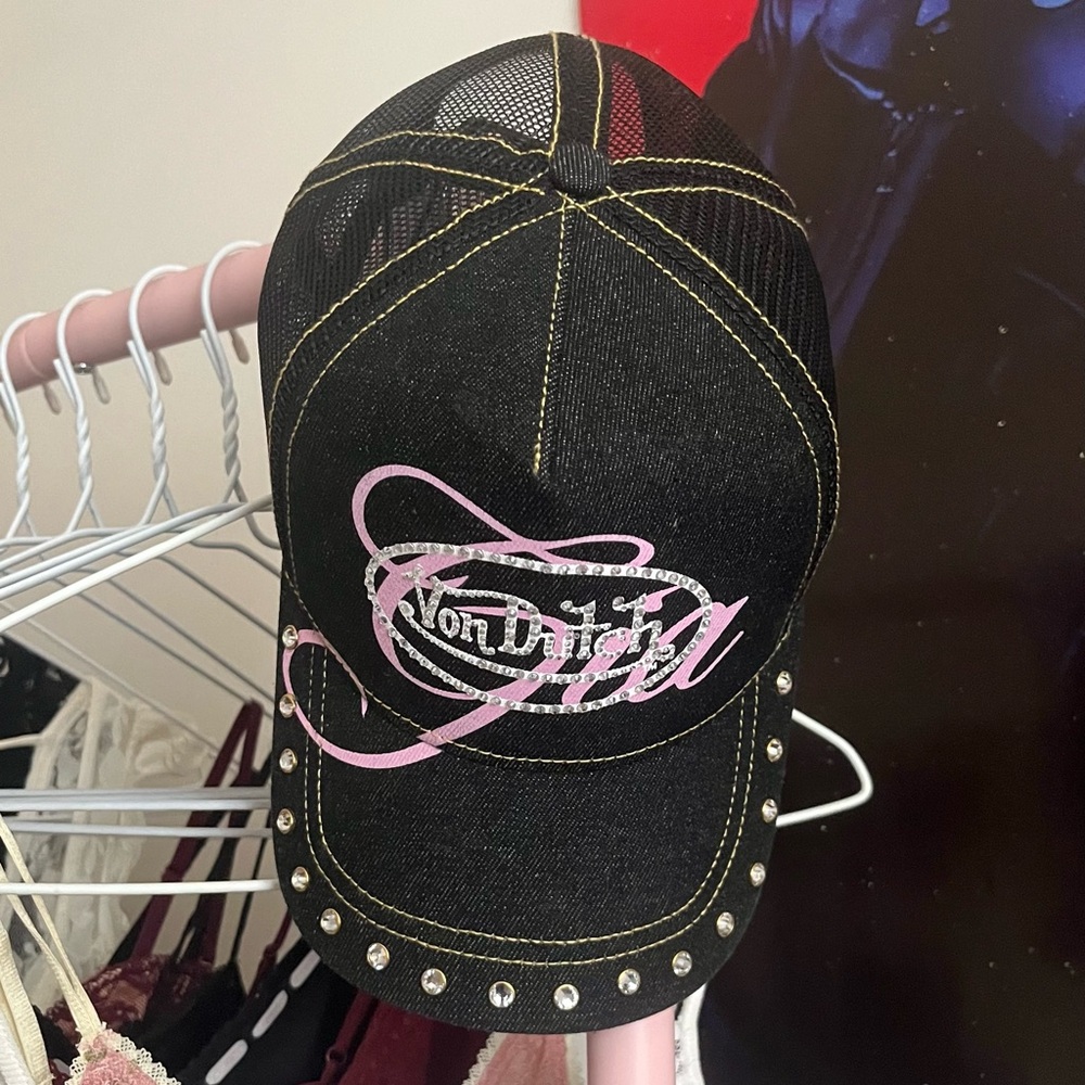 I AM GIA X VON DUTCH Pink Bedazzled Trucker Hat